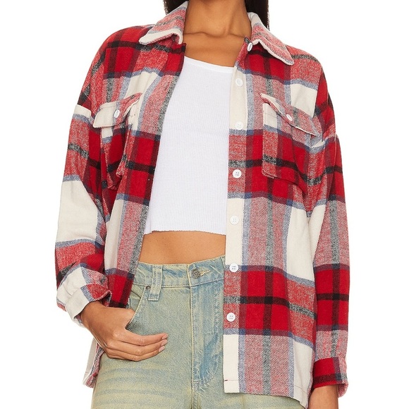 Lovers and Friends Kaianna Shacket in Red Multi Size XSmall Oversized Casual - Picture 1 of 12